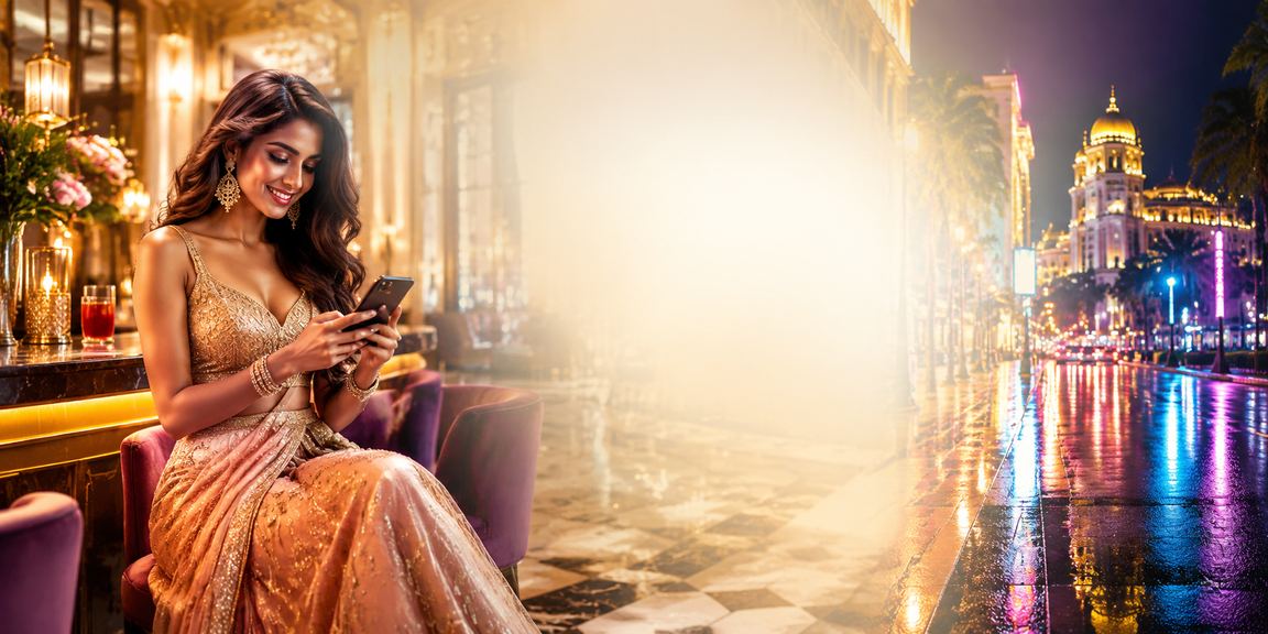 Mobile casino app on hand with Bollywood theme in India