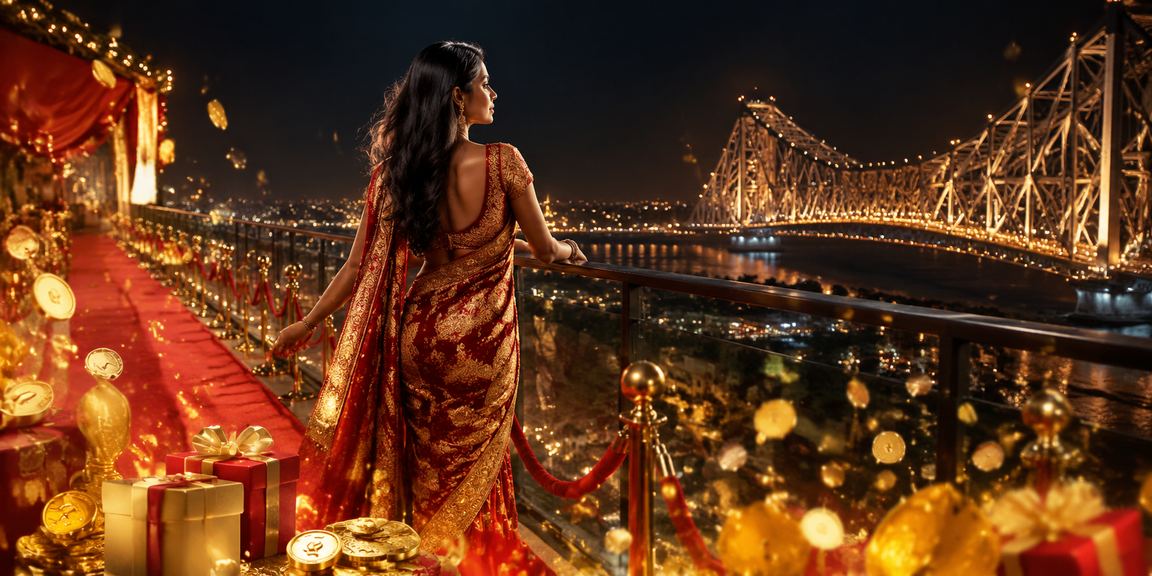Indian woman playing Teen Patti online in Kolkata